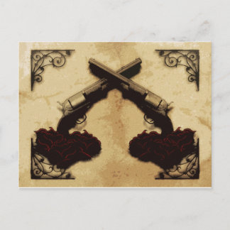 Carte Postale Armes à feu et roses