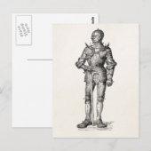 Carte Postale Armoiries Chevalier Brillant Armor Épée Médiévale (Devant / Derrière)