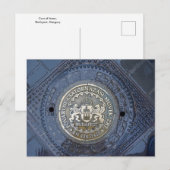 Carte Postale Armoiries de Budapest sur une couverture de trou d (Devant / Derrière)