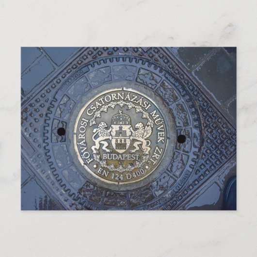 Carte Postale Armoiries de Budapest sur une couverture de trou d (Devant)