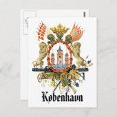 Carte Postale Armoiries de Copenhague (Devant / Derrière)