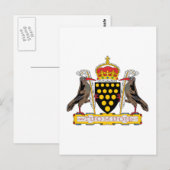 Carte Postale Armoiries de Cornwall (Devant / Derrière)