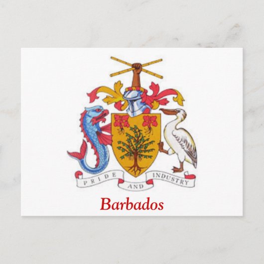 Carte Postale Armoiries de la Barbade (Devant)
