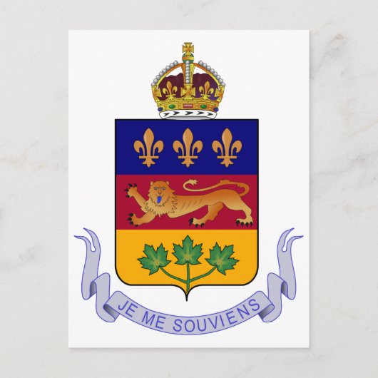Carte Postale Armoiries du Québec Logo officiel du Canada Herald (Devant)