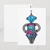 Carte Postale Arnie Robot : Rose et bleu (Devant / Derrière)