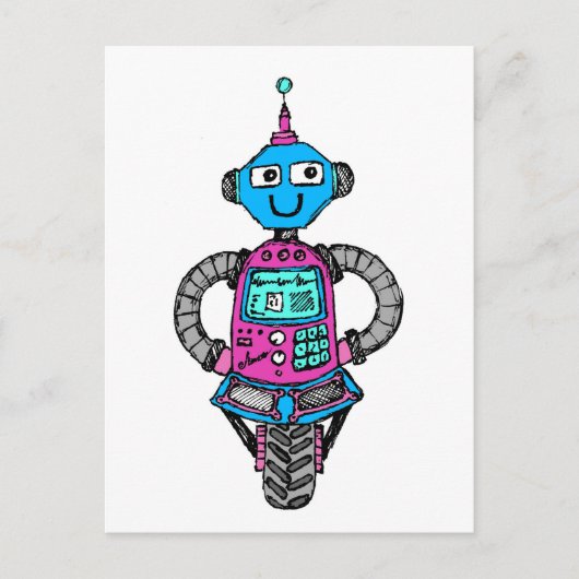 Carte Postale Arnie Robot : Rose et bleu (Devant)