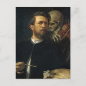 Carte Postale Arnold Böcklin - Autoportrait avec mort (Devant)