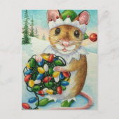 Carte Postale Arôme d'aquarelle Whimsical North Pole Elf Mouse (Devant)