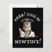 Carte Postale Arr ! Ce Soit De La Mince ! Chat pirate (Devant / Derrière)