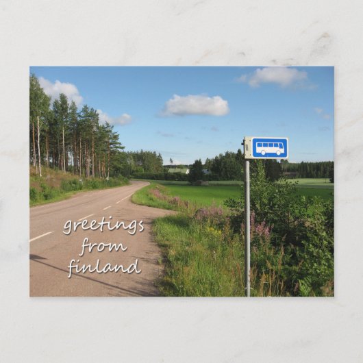 Carte Postale Arrêt de bus à la campagne en Finlande (Devant)