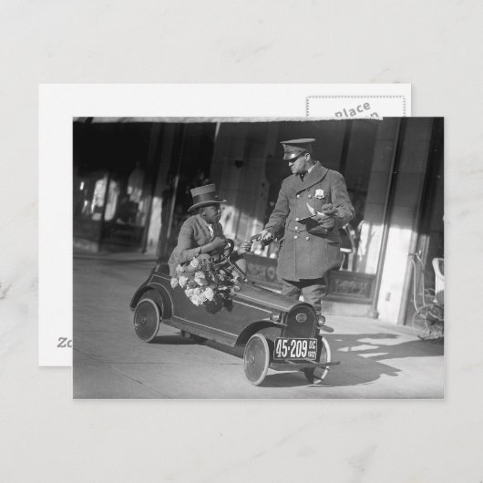 Carte Postale Arrêt de la circulation automobile à pédales, 1922 (Devant / Derrière)