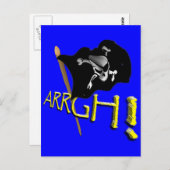 Carte Postale ARRÊT ! Drapeau Jolly roger pirate (Devant / Derrière)