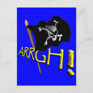 Carte Postale ARRÊT ! Drapeau Jolly roger pirate