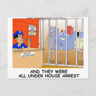 Carte Postale Arrêté à la maison Mugs drôles de police T-shirts 