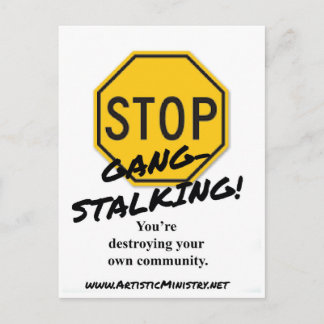 Carte Postale Arrêter Gang Stalking POSTCARD