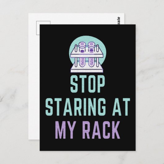 CARTE POSTALE ARRÊTEZ DE COMMENCER PAR MON RACK - FUNNY LAB TECH (Devant / Derrière)