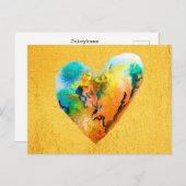 Carte Postale Arrière-coeur graffiti doré (Devant / Derrière)