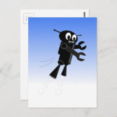 Carte Postale Arrière - plan Black Flying Robot Blue Sky (Devant / Derrière)