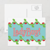 Carte Postale Arrière - plan bleu Ladybug (Devant / Derrière)