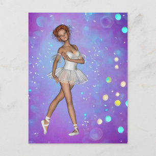 Carte Postale Arrière - plan bleu violet jaune & Ballerina