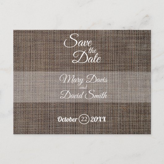 Carte Postale Arrière - plan Brown Rustique Enregistrer La Date (Devant)