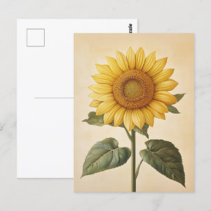 Carte Postale Arrière - plan d'aquarelle jaune tournesol