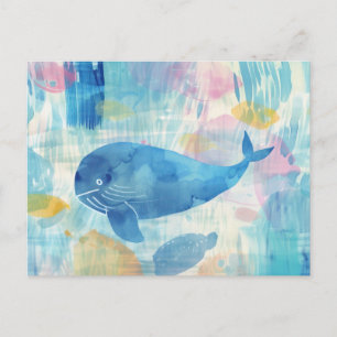 Carte Postale Arrière - plan de baleine bleue