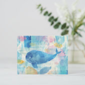 Carte Postale Arrière - plan de baleine bleue (Debout devant)