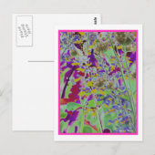 Carte Postale Arrière - plan de conception florale néon numérisé (Devant / Derrière)