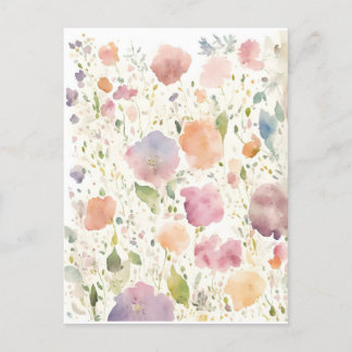 Carte Postale Arrière - plan de fleurs aquarelle