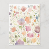 Carte Postale Arrière - plan de fleurs aquarelle (Devant)