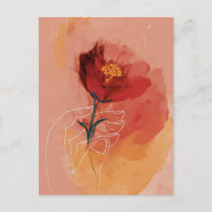 Carte Postale Arrière-plan de la fleur à main et plan de ligne