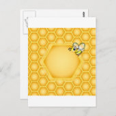 Carte Postale Arrière - plan de nid d'abeille avec une abeille (Devant / Derrière)