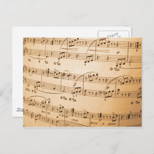 Carte Postale Arrière - plan de notes musicales (Devant / Derrière)