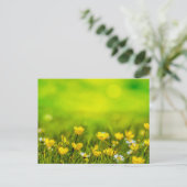 Carte Postale Arrière - plan des fleurs de printemps (Debout devant)
