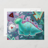 Carte Postale Arrière - plan du triangle Baby Dinosaur (Devant / Derrière)