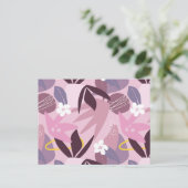 Carte Postale Arrière - plan floral, fleurs et feuilles, (Debout devant)