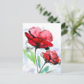 Carte Postale arrière - plan floral peint Abstrait (Debout devant)