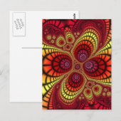 Carte Postale Arrière - plan Fractal rouge (Devant / Derrière)