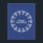 Carte Postale Arrière - plan Menorah<br><div class="desc">Vector Happy Hannukah avec menorah's sur arrière - plan bleu © et ® Bigstock® - Tous droits réservés.</div>