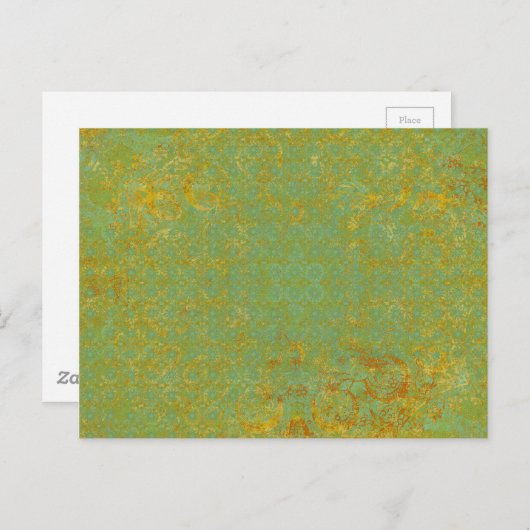 Carte Postale Arrière - plan Motif vert Rusty LIme (Devant / Derrière)