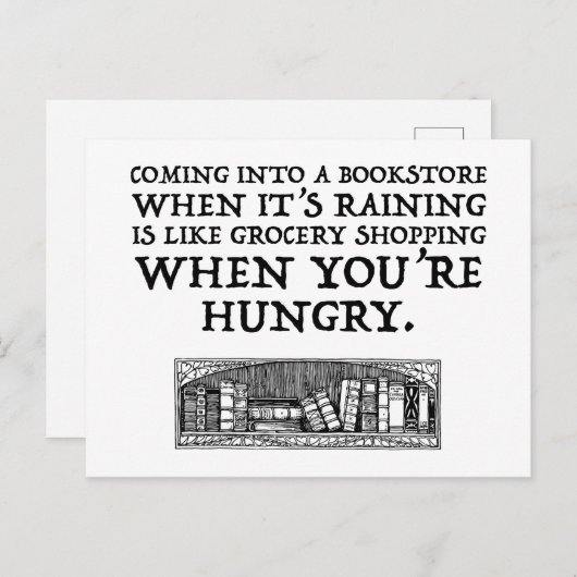Carte Postale Arrivée dans une librairie quand il pleut (Devant / Derrière)