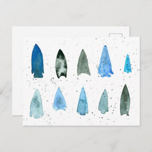 Carte Postale Arrowhead projectile Points Autochtones autochtone (Devant / Derrière)