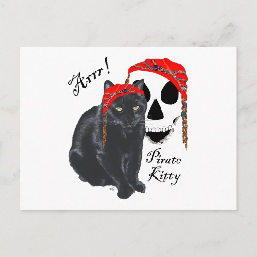 Carte Postale Arrrr!  Chat Noir Pirate Kitty (Devant)