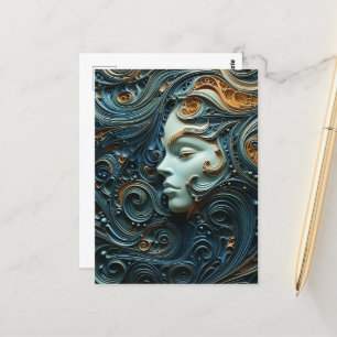Carte Postale Art 3D de la femme Lune