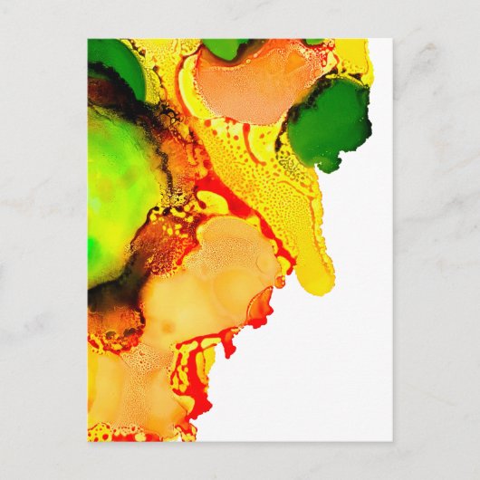 Carte Postale art Abstrait alcool encre jaune vert (Devant)