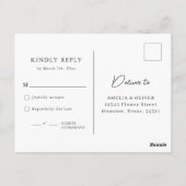 Carte Postale Art Abstrait Aquarelle Bleue RSVP de Mariage Uniqu (Dos)