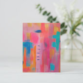 Carte Postale Art Abstrait audacieux en rose et bleu (Debout devant)