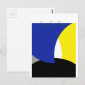 Carte Postale Art Abstrait bleu jaune (Devant / Derrière)