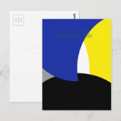 Carte Postale Art Abstrait bleu jaune (Devant / Derrière)
